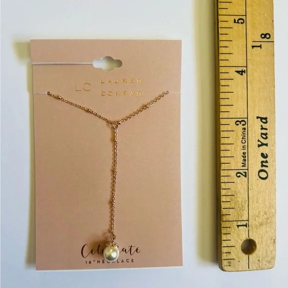 NWT LC Lauren Conrad Rose Gold Necklace with Pearl Pendant✨ - Picture 6 of 7